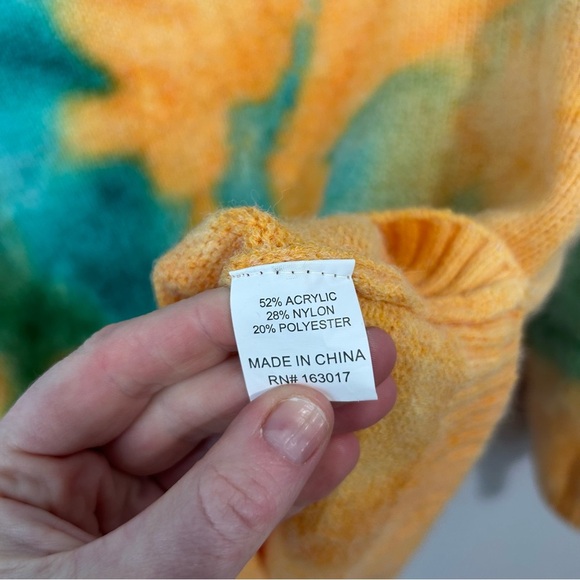 Princess Polly Green Orange Tie Dye Crew Neck Sweater Women’s Size Small Medium - Picture 3 of 5